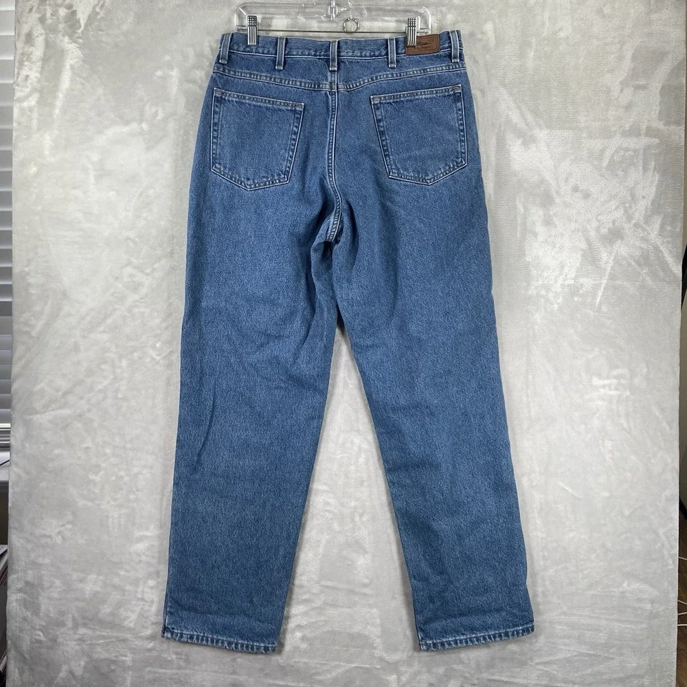 L.L. Bean Jeans mens 34x32 Flannel Lined Relaxed Fit Denim Blue Outdoor Workwear